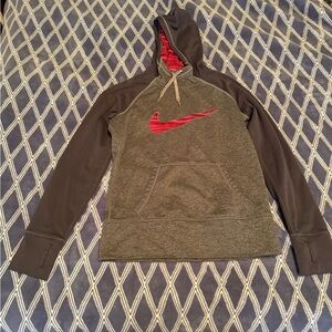 Nike Women's Gray Hoodie with Pink Swoosh